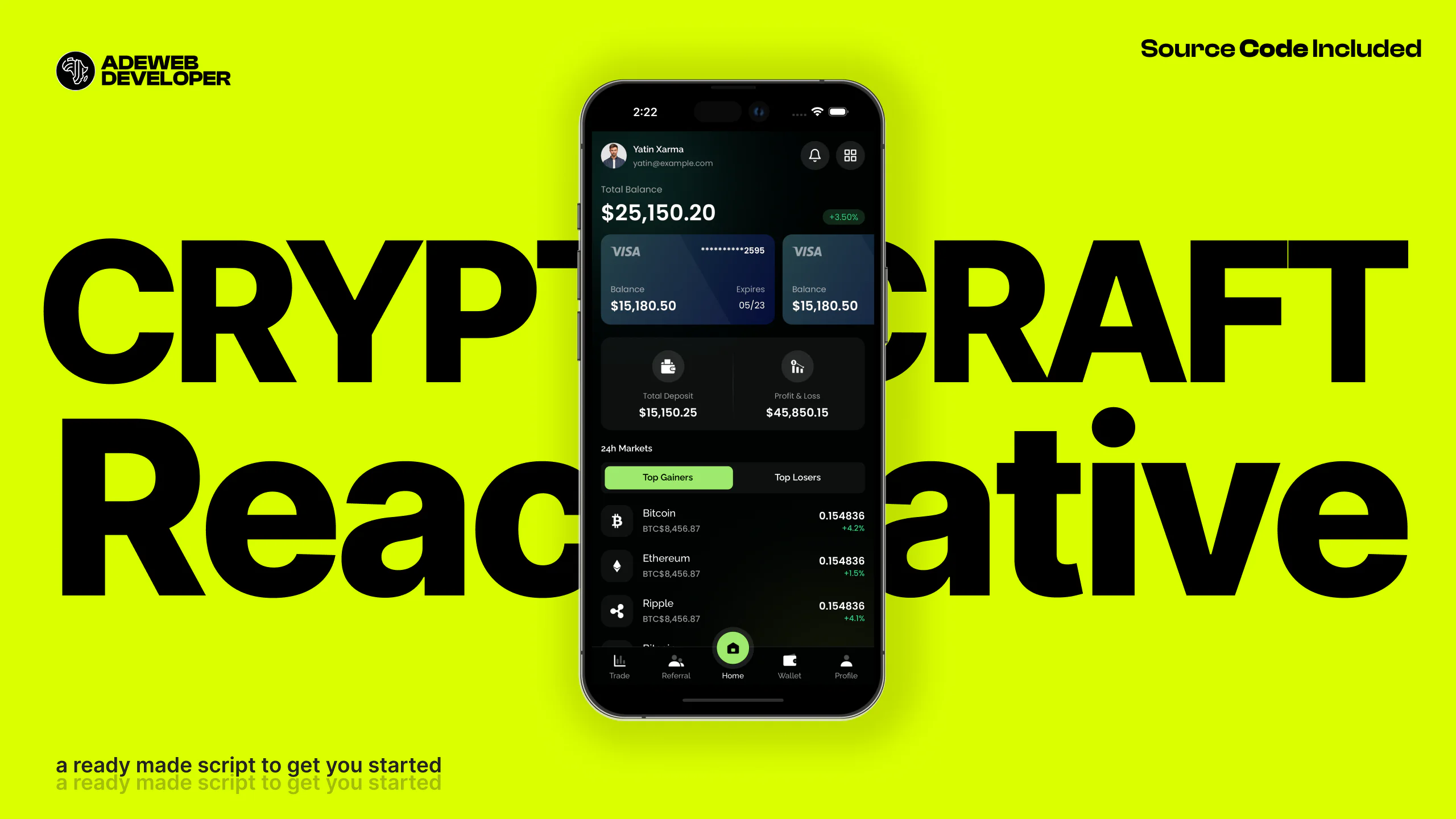 CryptoCraft React Native Tutorial - Build a Cryptocurrency App with 45+ Screens & 20+ Components